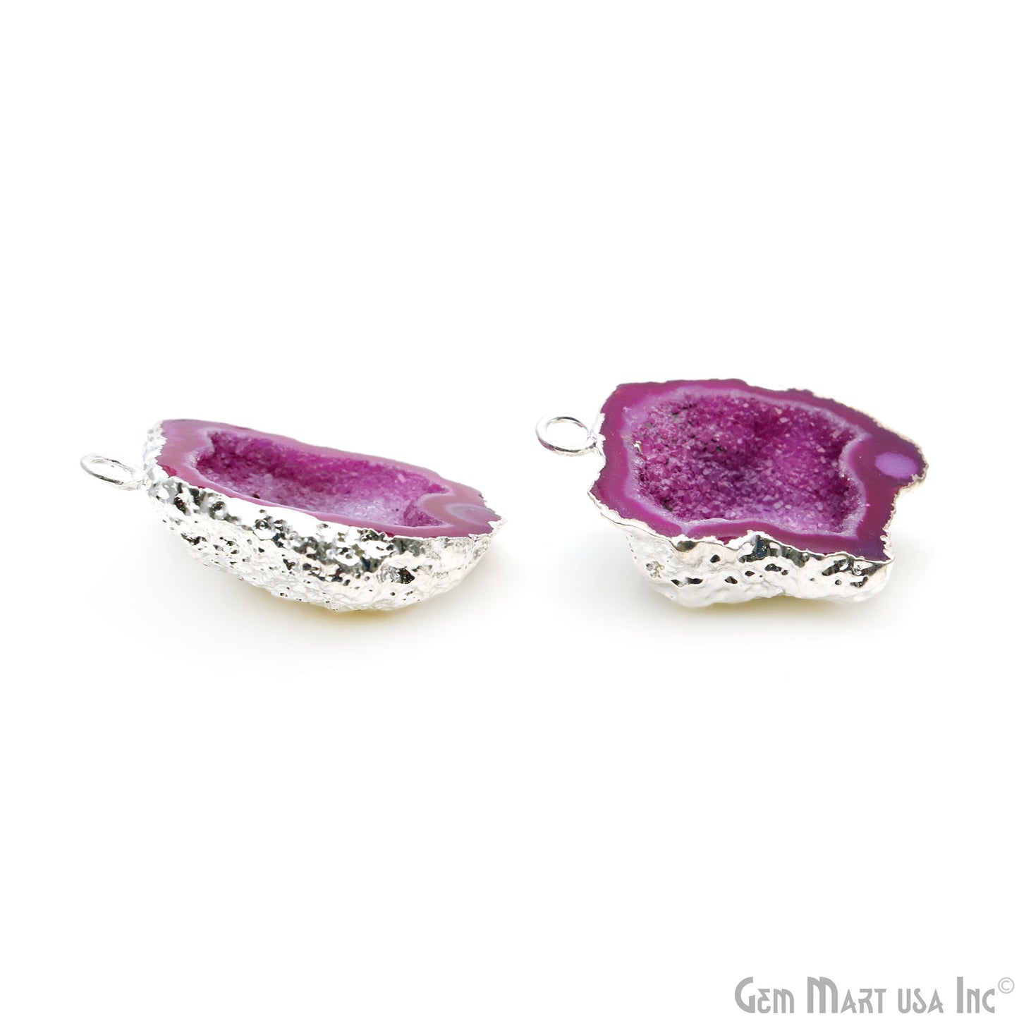 Geode Druzy 25x31mm Organic Silver Electroplated Single Bail Gemstone Earring Connector 1 Pair