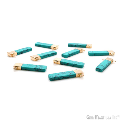 Dyed Howlite Rectangle 30x15mm Gold Electroplated Cat Bail Connector