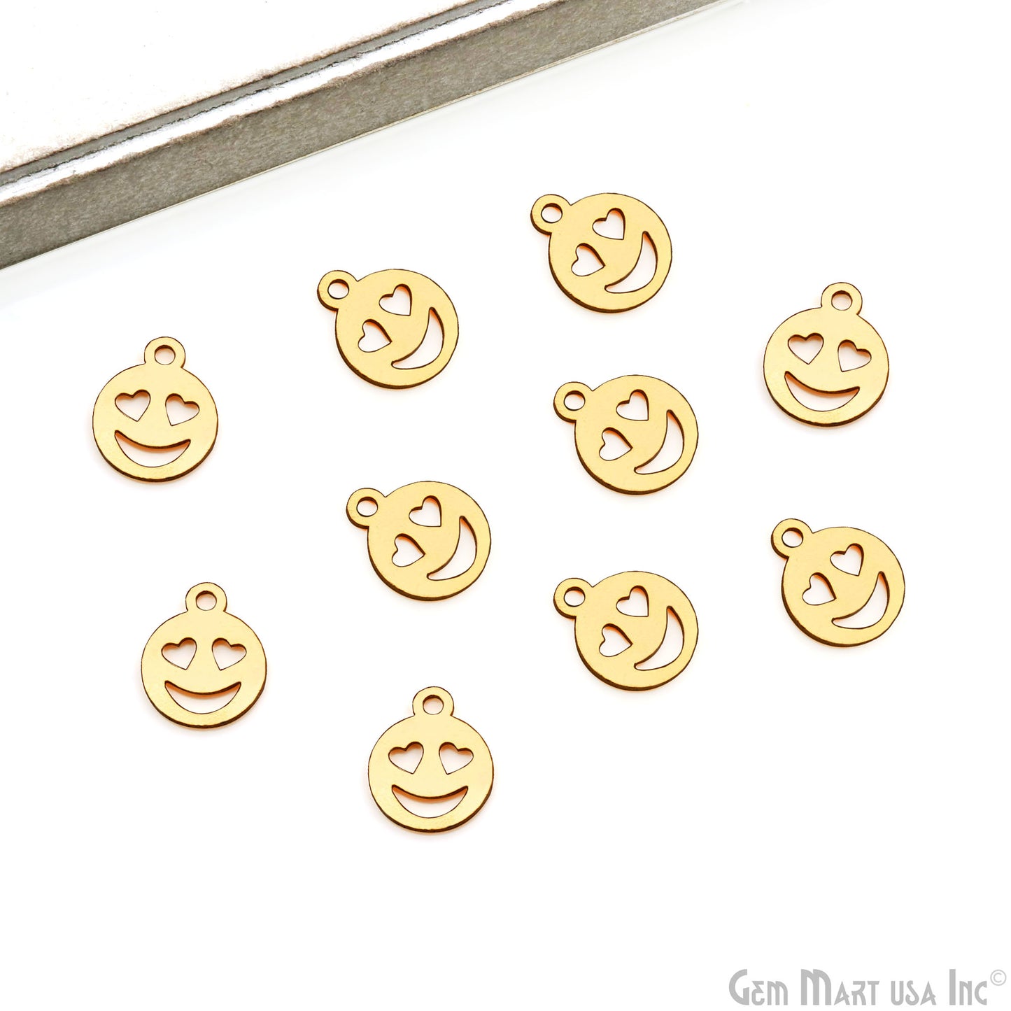 Emoji Shape Laser Finding Gold Plated 14.8x12mm Charm For Bracelets & Pendants