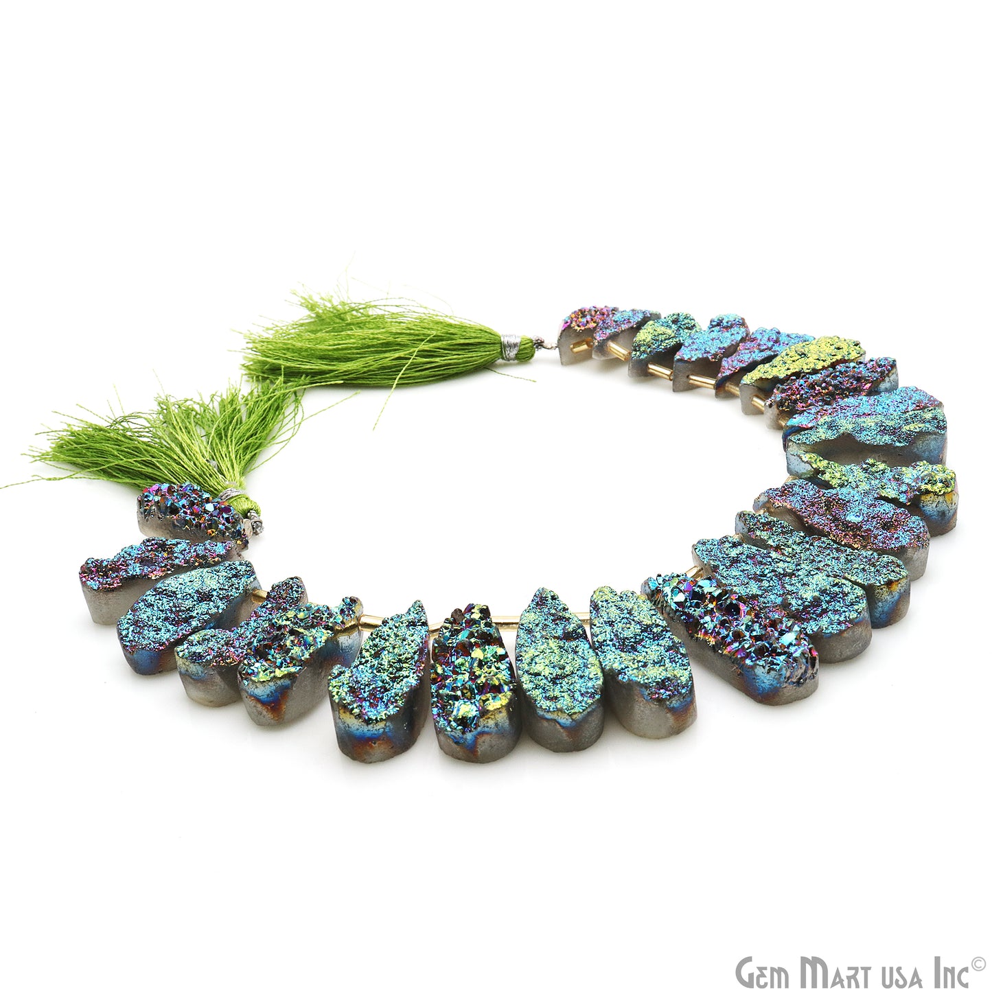 Green Druzy Pears Beads, 8 Inch Gemstone Strands, Drilled Strung Briolette Beads, Pears Shape, 23X10mm
