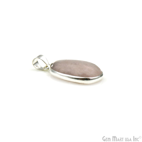 Rose Quartz Gemstone Free Form 32x17mm Sterling Silver Necklace Pendant 1PC