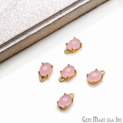 Oval 6x8mm Gold Plated Prong Setting Gemstone Connector (Pick Stone) - GemMartUSA