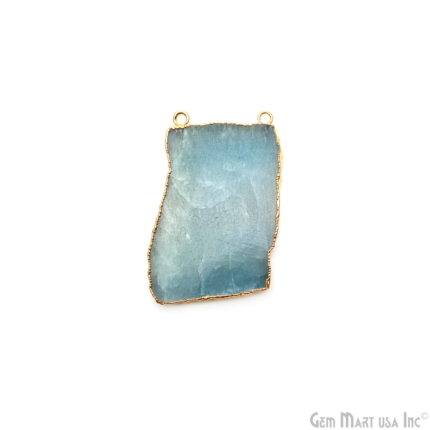 Aquamarine Free Form shape 59x36mm Gold Electroplated Gemstone Cat Bail Connector