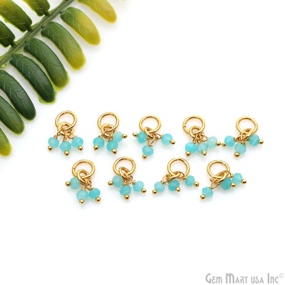 Faceted Gemstone Cluster Beads With Gold Jump Ring 15x6mm