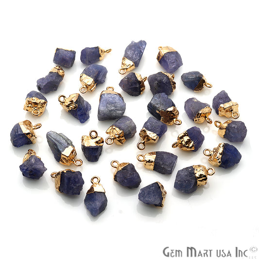 Rough Tanzanite Organic 18x10mm Gold Electroplated Connector - GemMartUSA