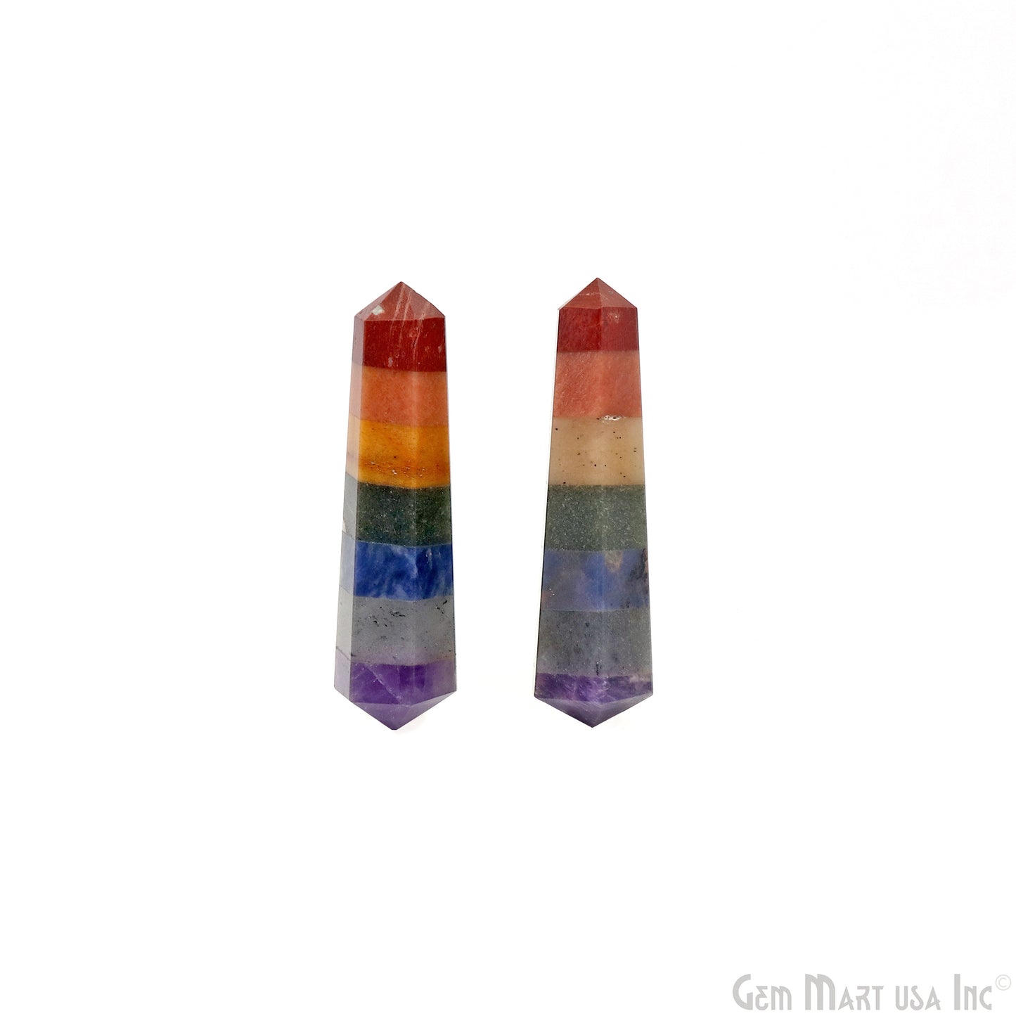 7 Chakra Double Point Pencil Tower Healing Meditation Gemstones 2-3 Inch