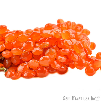 Carnelian Teardrops Faceted Gemstone 8mm Rondelle Beads - GemMartUSA