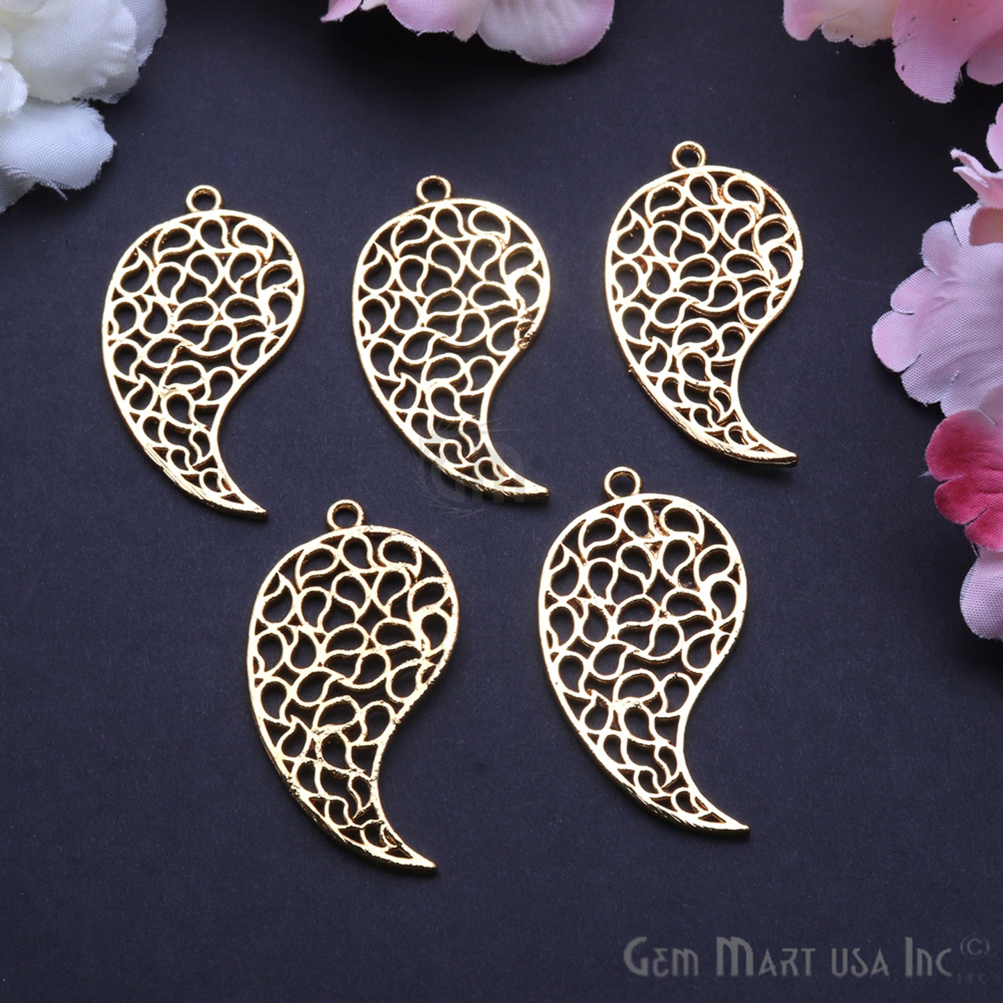 Paisley Charm 44x23mm Chandelier Finding Connector (Pick Your Metal) - GemMartUSA