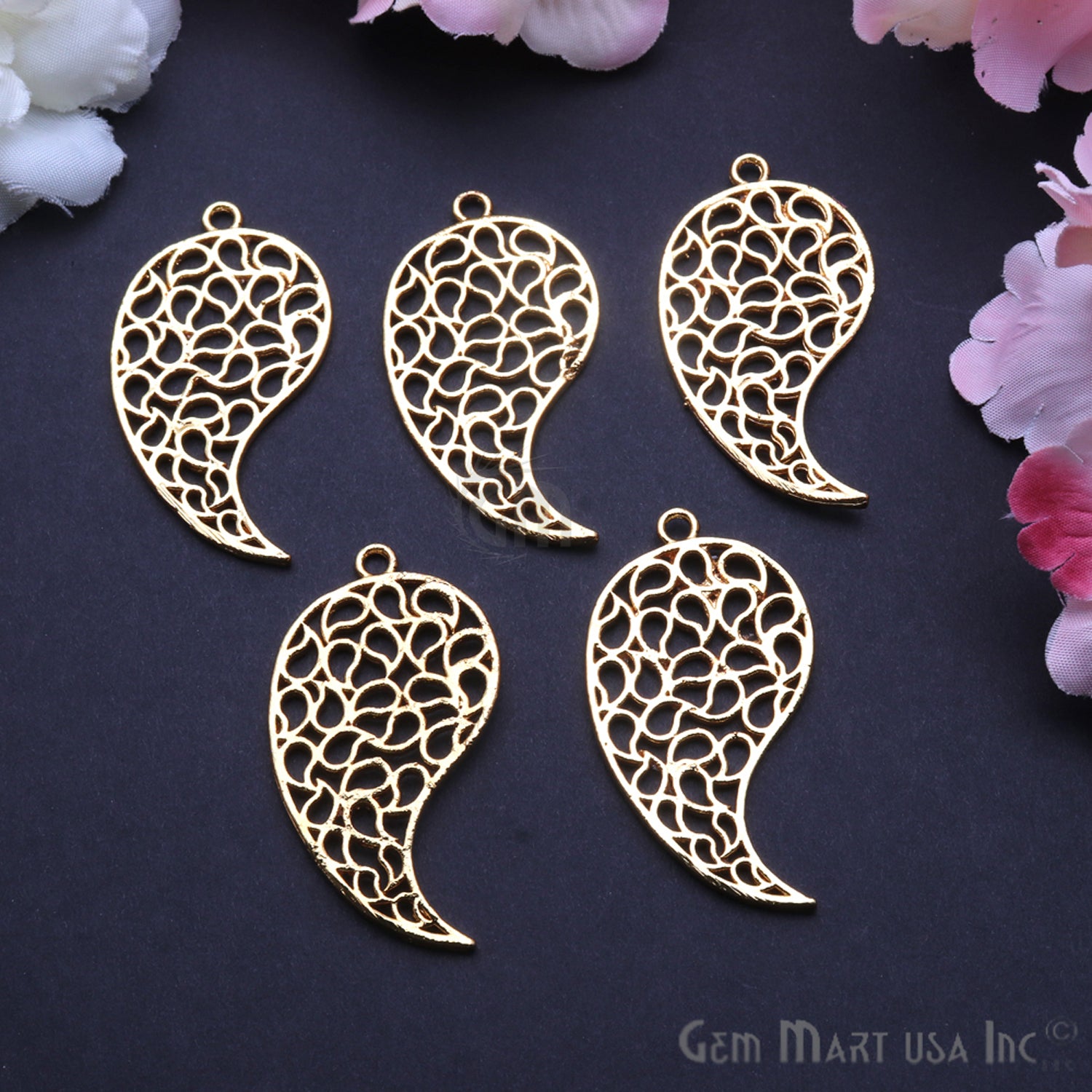 Paisley Charm 44x23mm Chandelier Finding Connector (Pick Your Metal) - GemMartUSA