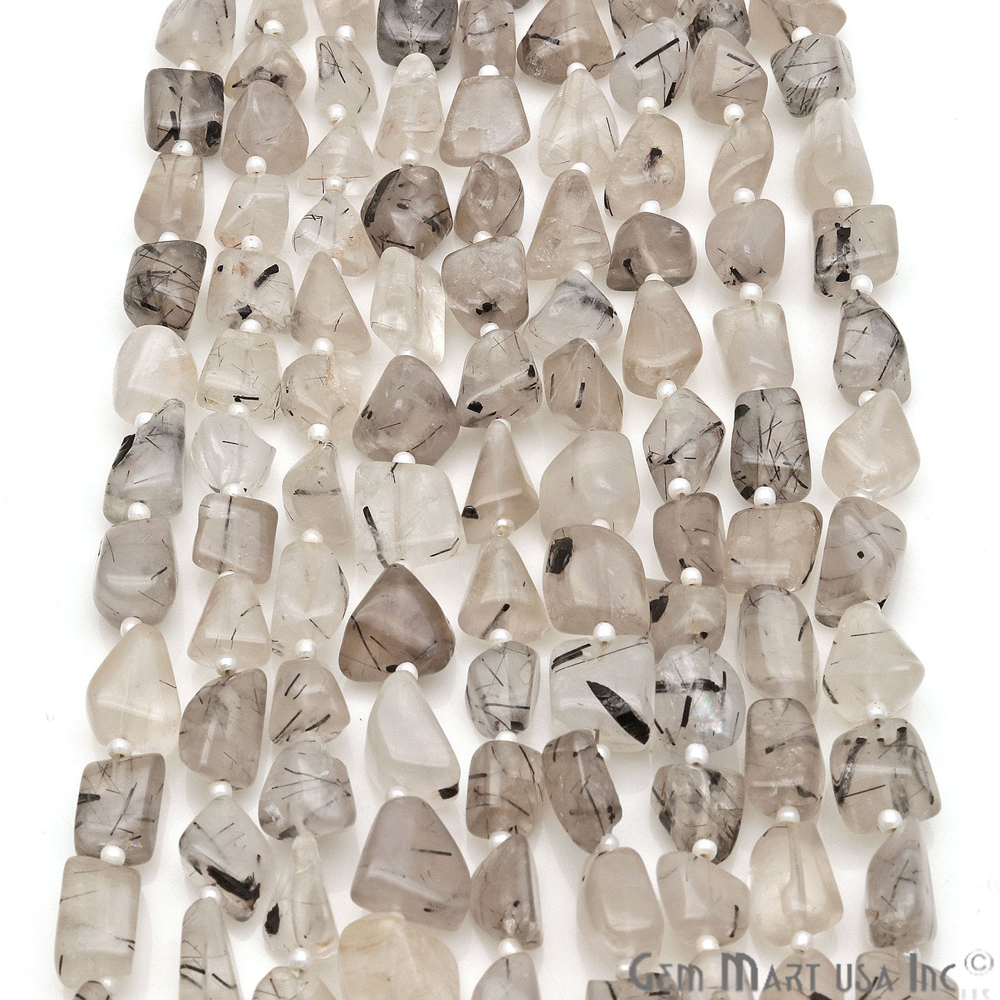 Rutilated Free Form 9x7mm Tumble Beads Gemstone Strands - GemMartUSA