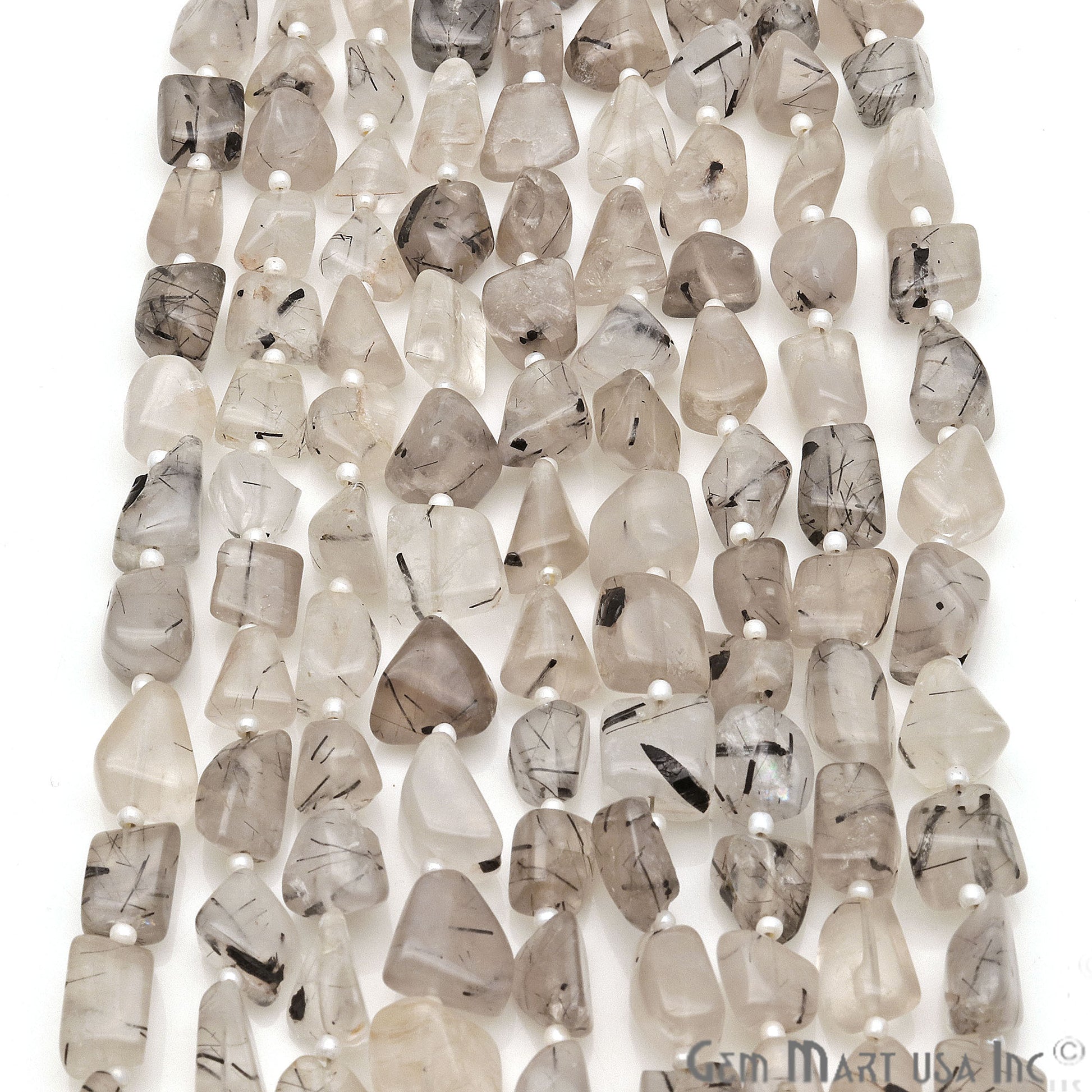 Rutilated Free Form 9x7mm Tumble Beads Gemstone Strands - GemMartUSA