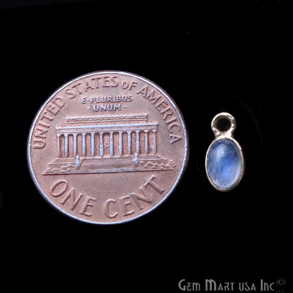 Rainbow Moonstone 6x4mm Oval Gold Plated Cabochon Gemstone Connector - GemMartUSA