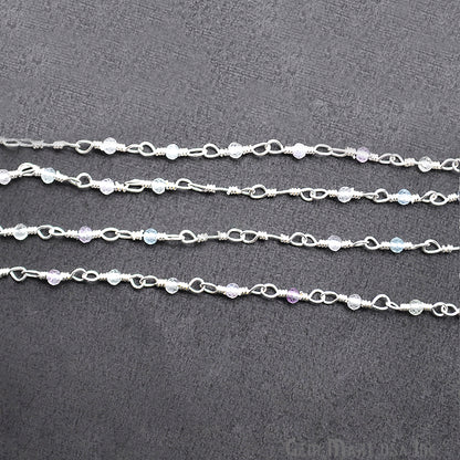 Fluorite Silver Plated Wire Wrapped Gemstone Beads Rosary Chain (763838955567)