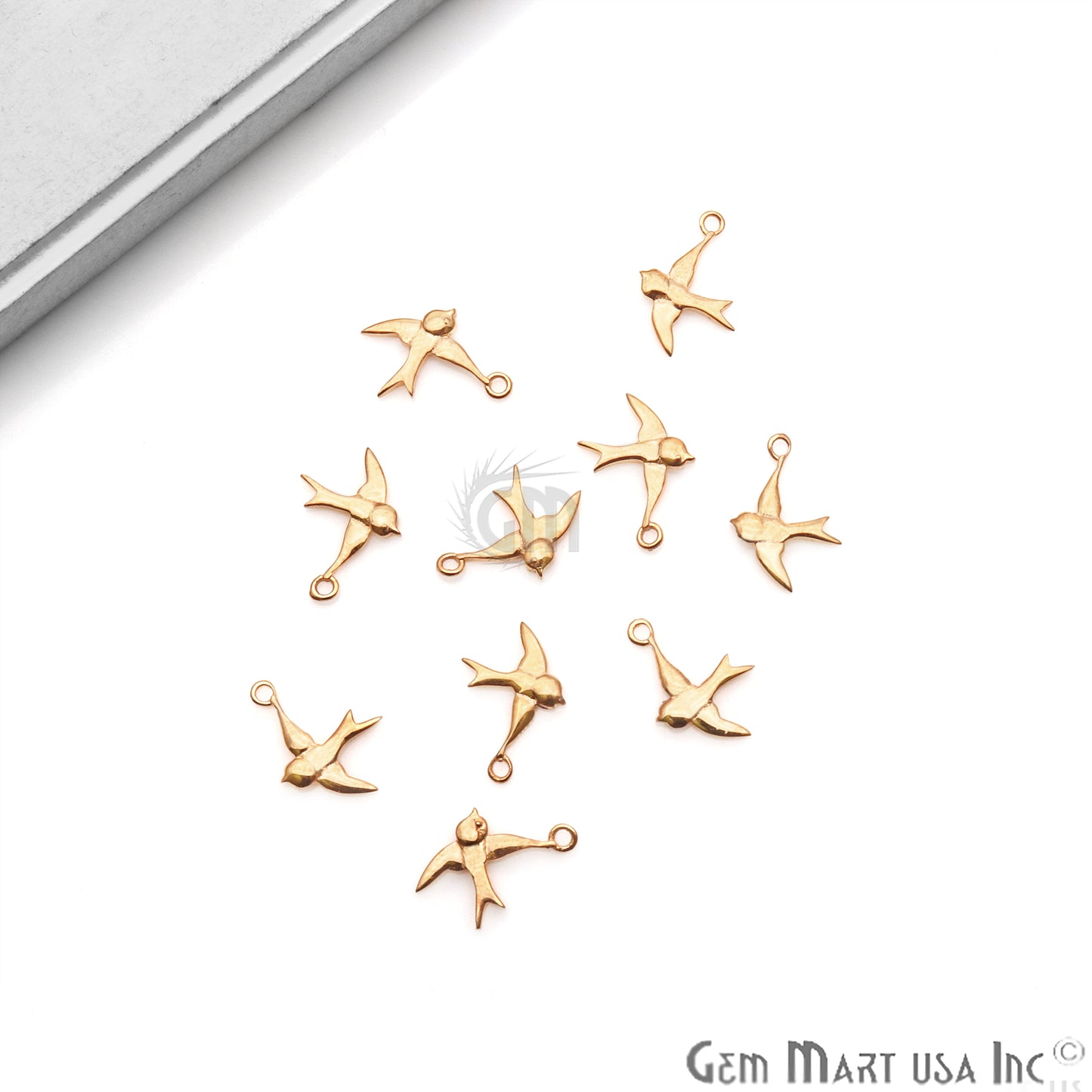 Bird Shape 16x10mm Gold Plated Finding Charm, DIY Jewelry - GemmartUSA
