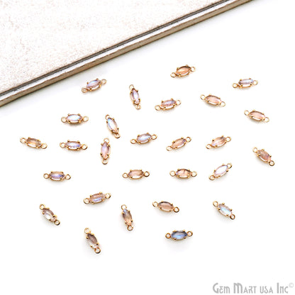Rainbow Moonstone Cabochon Marquise Prong Gold Plated Bail Connector