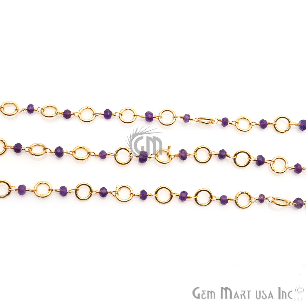 Amethys Beads Gold Plated Finding Rosary Chain - GemMartUSA