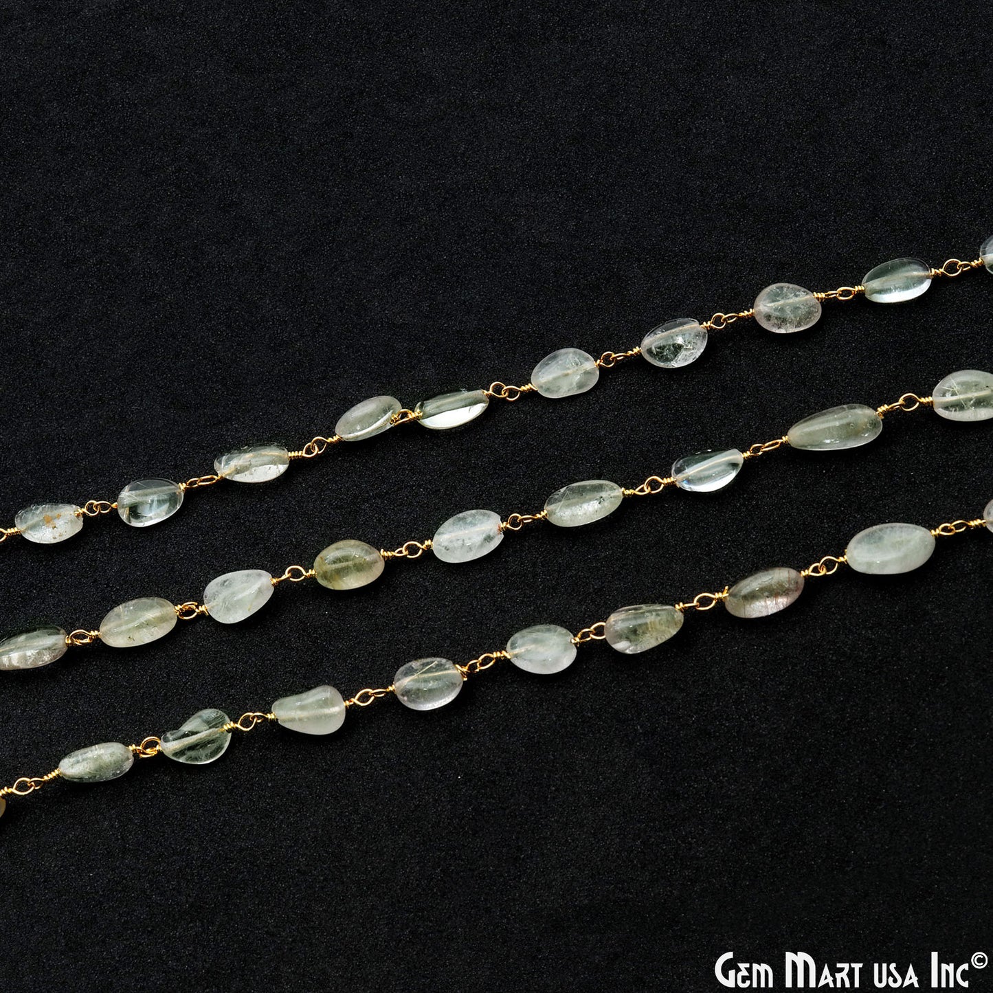 Golden Rutile 12x5mm Tumble Beads Gold Plated Rosary Chain