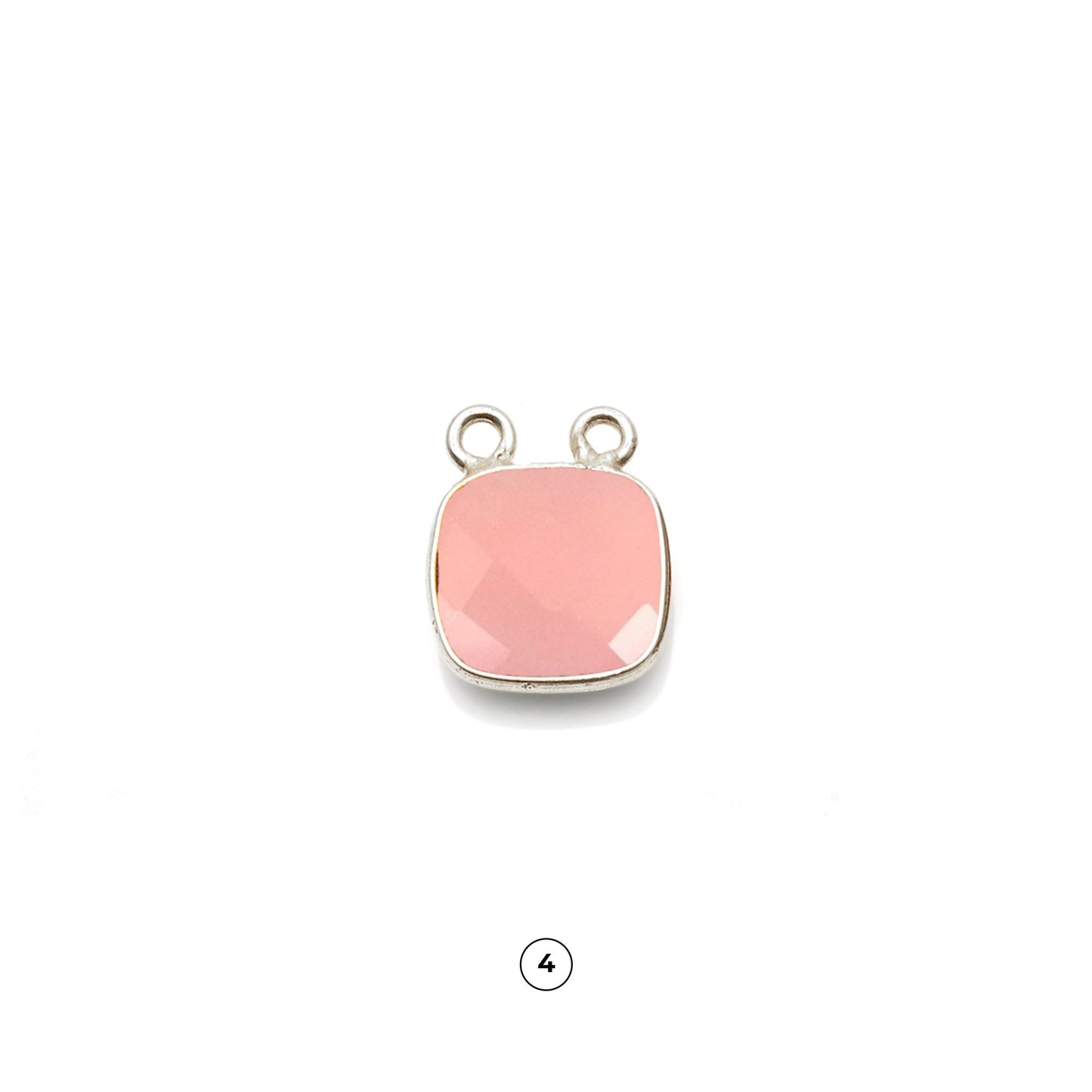 Cushion 16mm Gemstone Single Bail Silver Bezel Connector