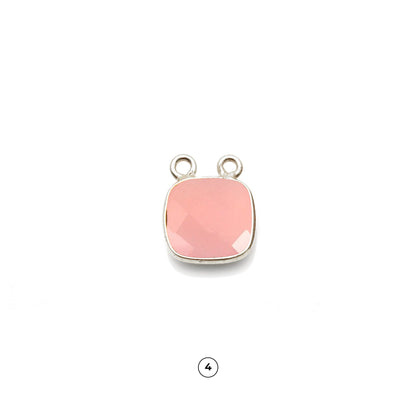 Cushion 16mm Gemstone Single Bail Silver Bezel Connector