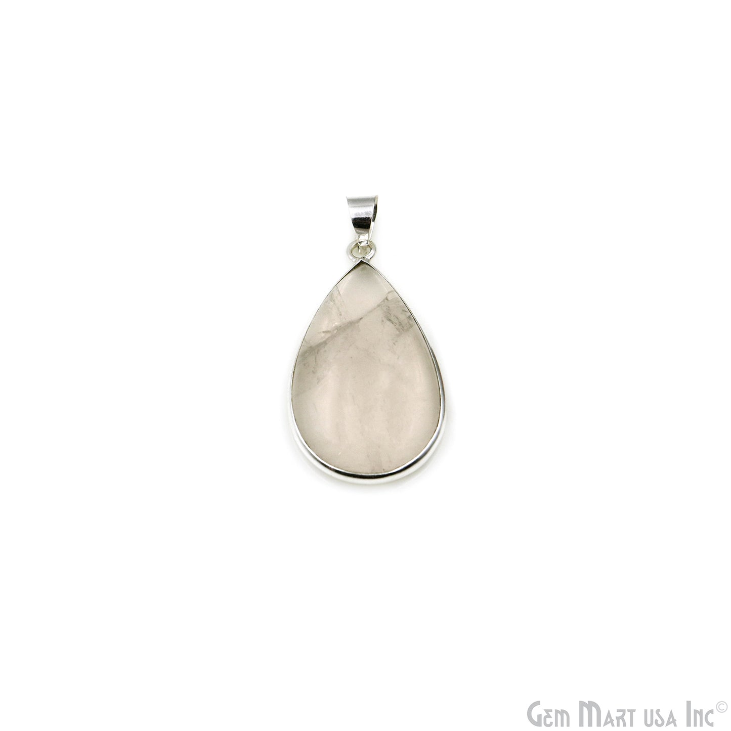 Rose Quartz Gemstone Pears 40x23mm Sterling Silver Necklace Pendant 1PC