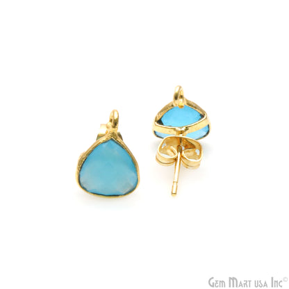 DIY Trillion 8mm Gold Bail Gemstone stud Earring