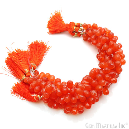 Carnelian Drop Faceted Gemstone Bead 6x10mm Rondelle Bead Strand - GemMartUSA