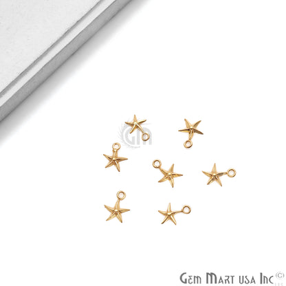 Star Shape 9x8mm Gold Plated Finding Charm, DIY Jewelry - GemmartUSA