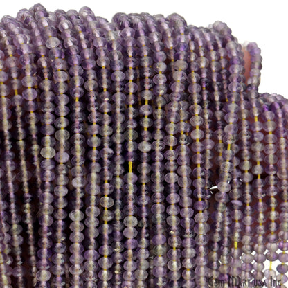 Ametrine Rondelle Beads, 12.5 Inch Gemstone Strands, Drilled Strung Nugget Beads, Faceted Round, 3-4mm