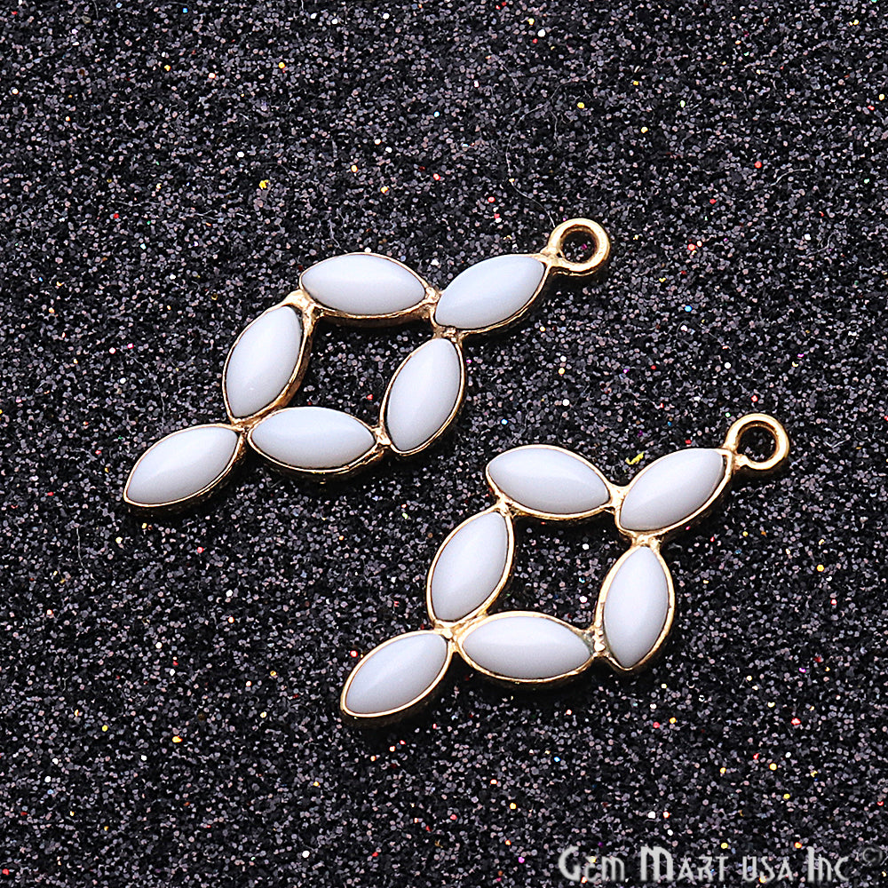 DIY White Agate 25x13mm Gold Plated Chandelier Finding Component - GemmartUSA