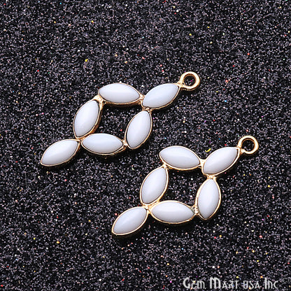 DIY White Agate 25x13mm Gold Plated Chandelier Finding Component - GemmartUSA
