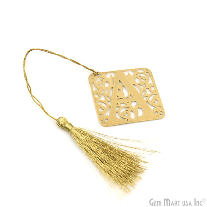 A Alphabet Bookmark With Tassel. Gold Plated Bookmark, Reader Gift, Handmade Bookmark, Page Marker, Aesthetic Gift, 50mm