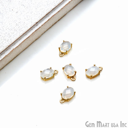 Oval 6x8mm Gold Plated Prong Setting Gemstone Connector (Pick Stone) - GemMartUSA