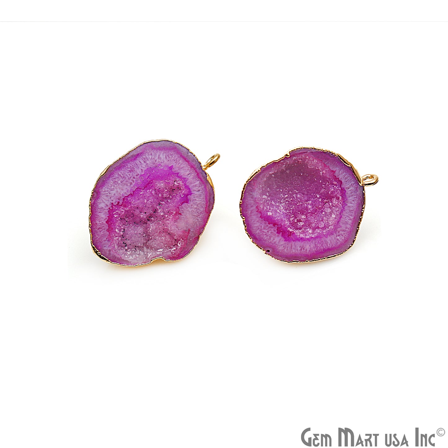 DIY Agate Slice Geode Druzy 31x21mm Gold Electroplated Loop Connector Studs Earrings - GemMartUSA