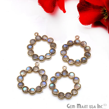 DIY, Labradorite Gold Plated 26x23mm Round Chandelier Finding Component - GemmartUSA
