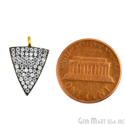 Arrow Head Cubic Zircon Pave Gold Vermeil Charm For Bracelet & Pendants - GemMartUSA