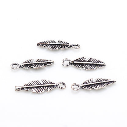 5pc Lot Leaf Shape Oxidized 18x6mm Charm For Bracelets & Pendants - GemMartUSA
