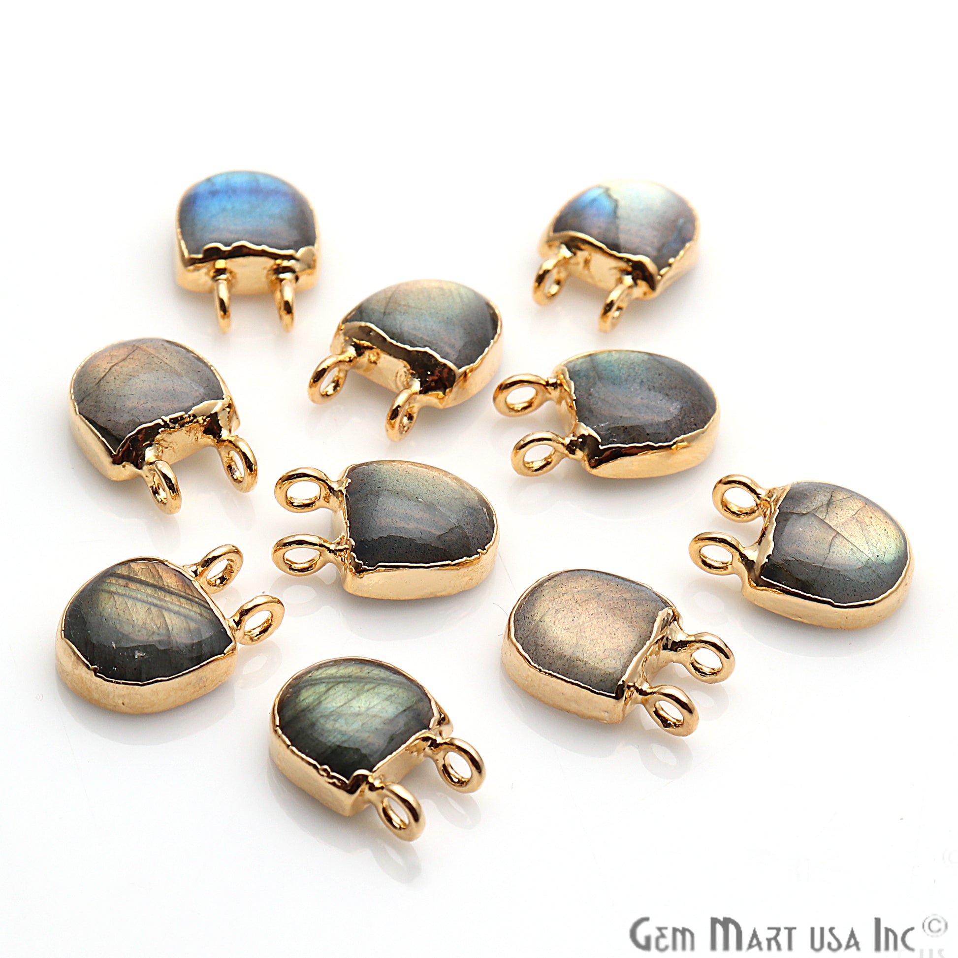 Labradorite 12x10mm Gold Edged Gemstone Connector - GemMartUSA