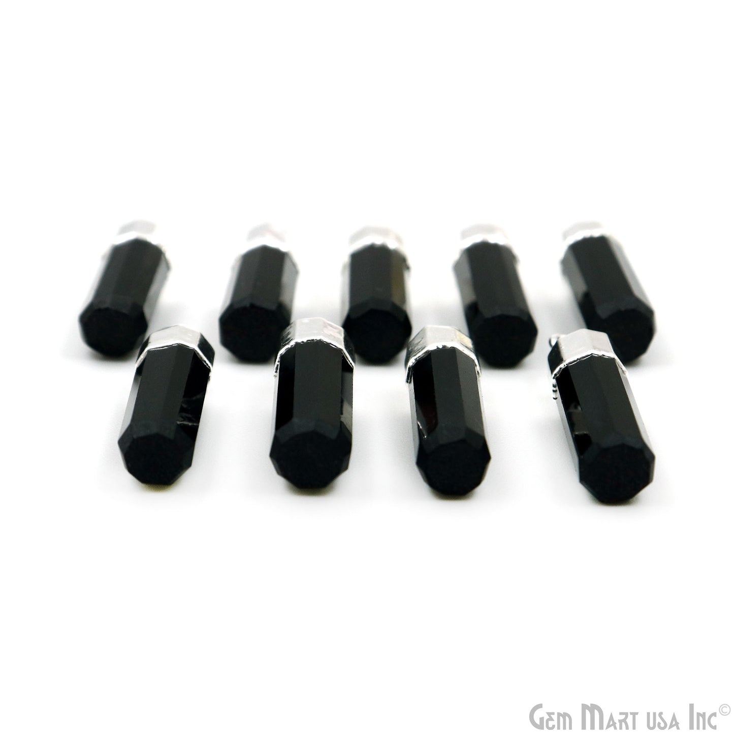 Single Point 25x7mm Silver Electroplated Gemstone Connector