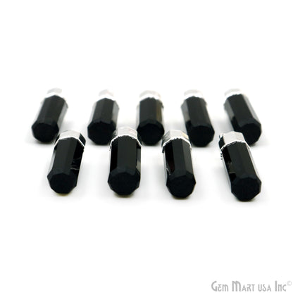 Single Point 25x7mm Silver Electroplated Gemstone Connector