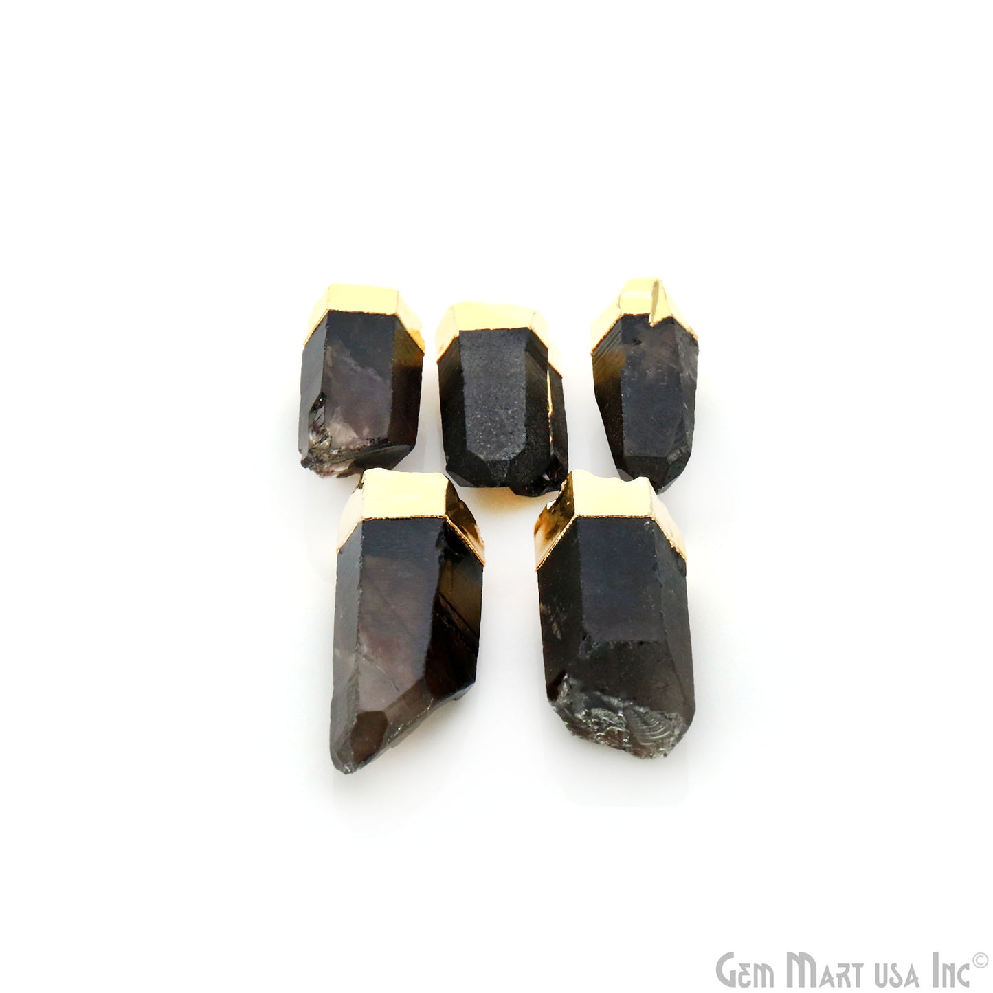 Smoky Topaz Free Form Gold Electroplated 42x17mm Gemstone Pendant