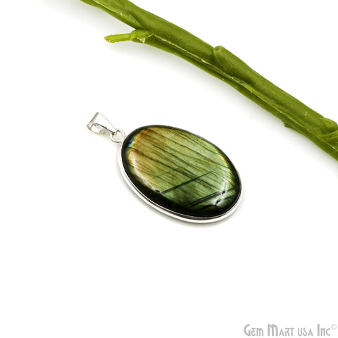 Labradorite Gemstone Oval 43x27mm Sterling Silver Necklace Pendant 1PC