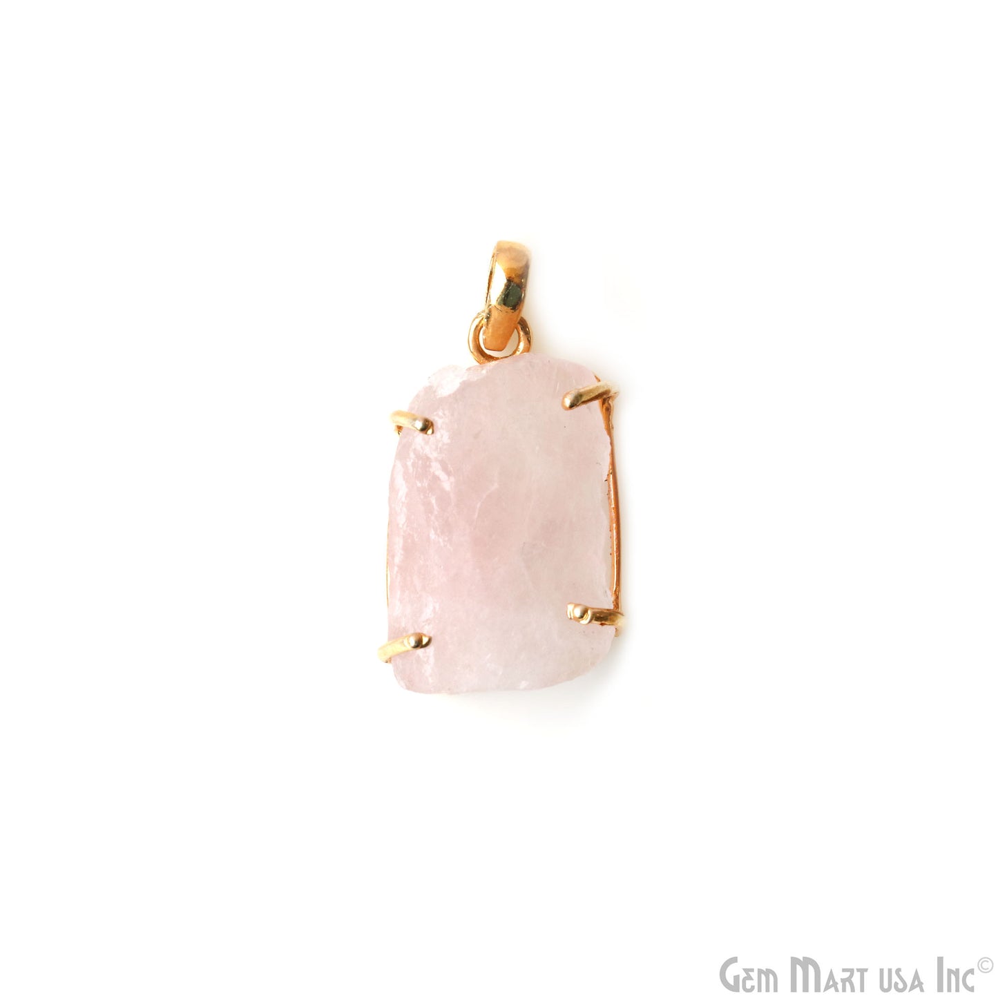 Natural Morganite Organic 29x18mm Gold Plated Prong Setting Single Bail Gemstone Pendant