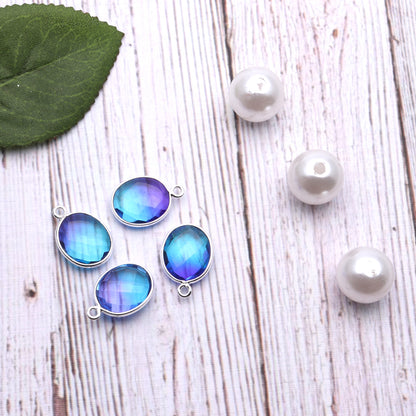 Doublet Aura Quartz 10x12mm Oval Connector (Pick Color,Plating,Bail) - GemMartUSA