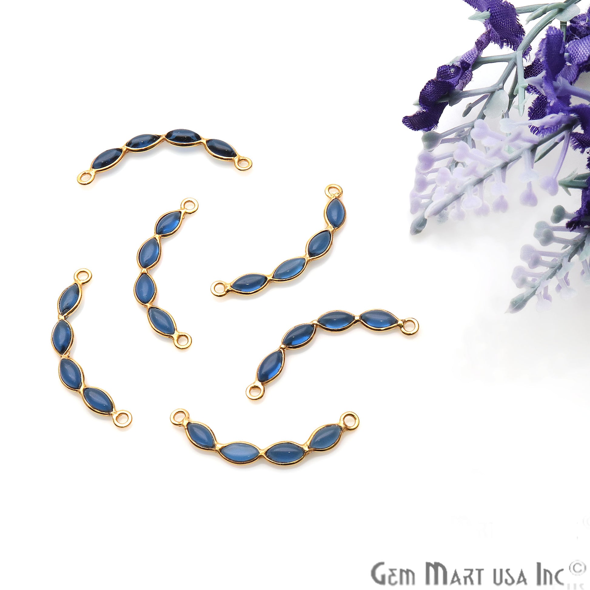 DIY Iolite Smiley 26x4mm Gold Plated Chandelier Finding Component - GemMartUSA
