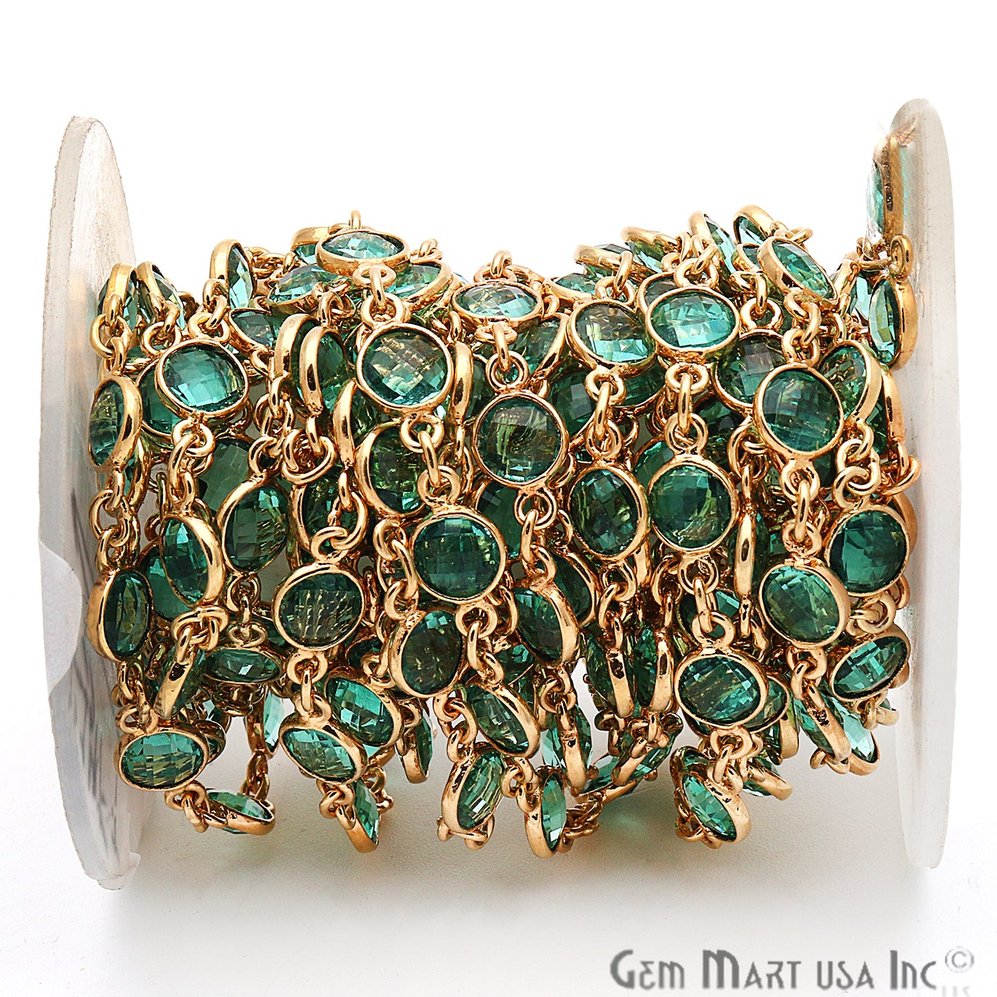 Apatite 5mm Bezel Link Gold Plated Continuous Connector Chain - GemmartUSA
