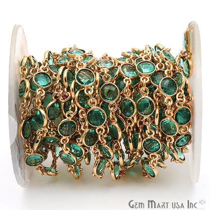 Apatite 5mm Bezel Link Gold Plated Continuous Connector Chain - GemmartUSA