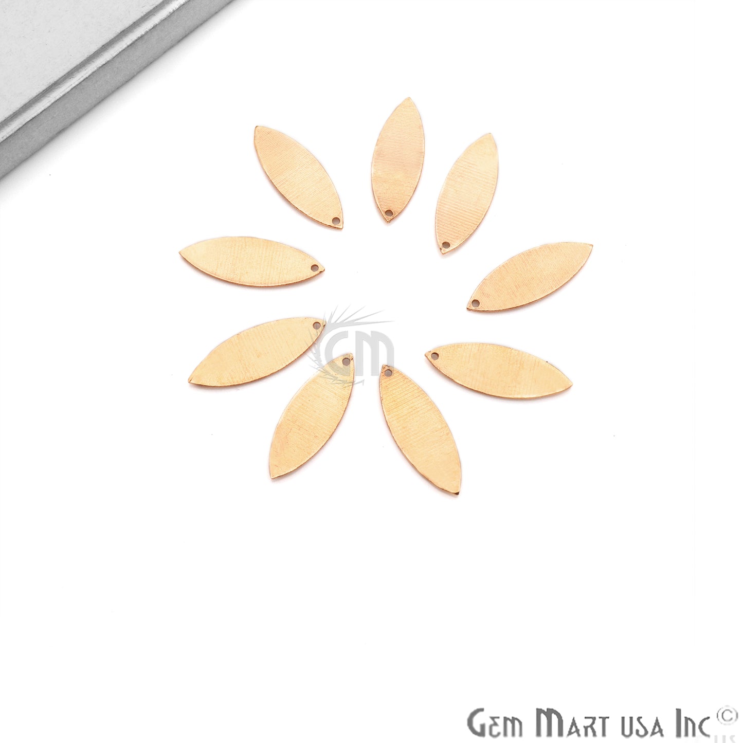 Marquise Shape 29x10mm Gold Plated Finding Charm, DIY Jewelry - GemmartUSA