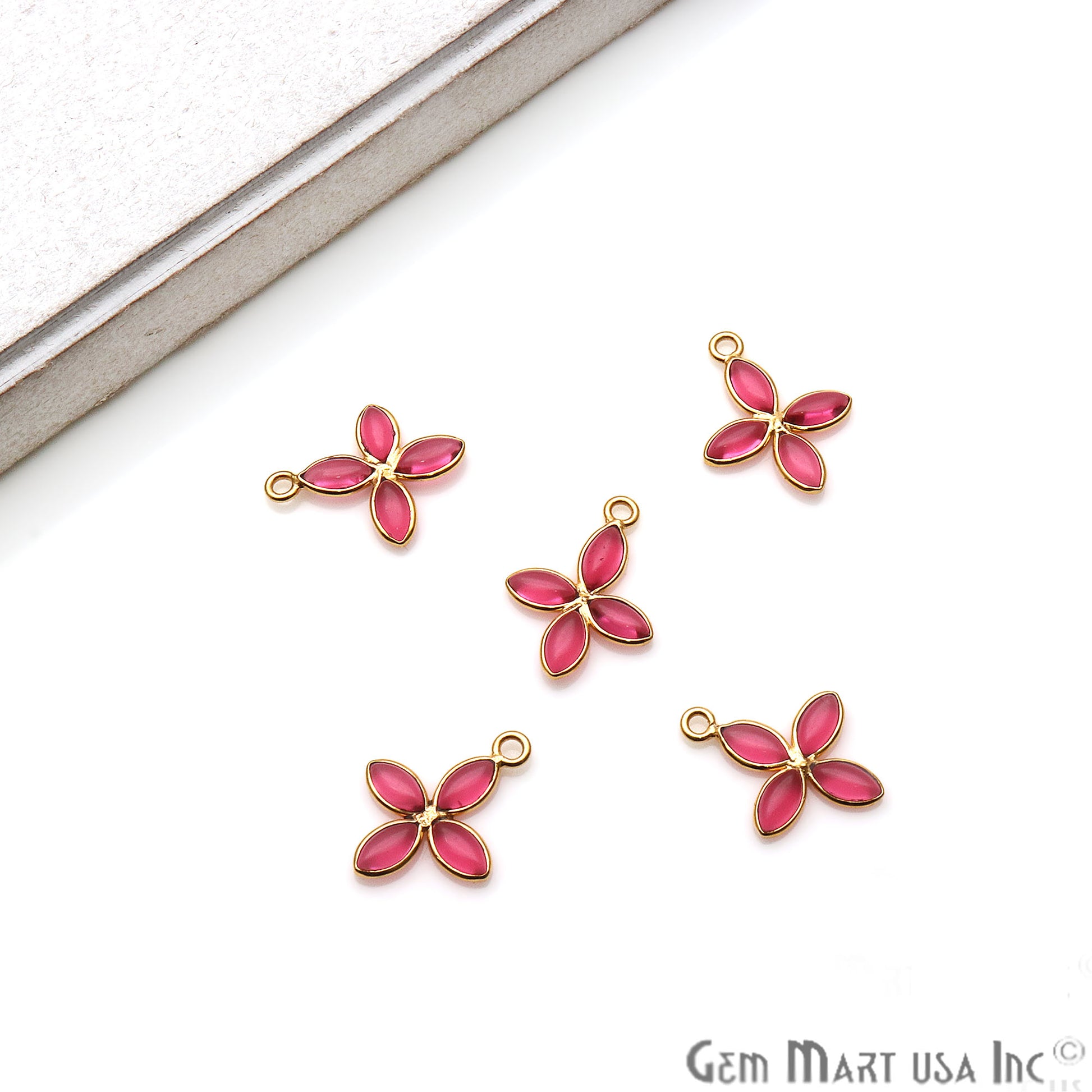 DIY Pink Tourmaline 17x13mm Gold Plated Chandelier Finding Component - GemmartUSA