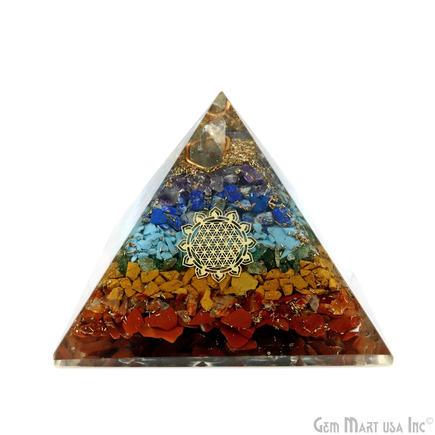 7 Chakra Pyramid Engraved Symbols Charm 75x60mm