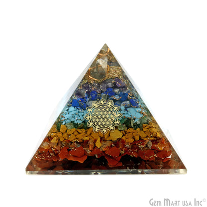 7 Chakra Pyramid Engraved Symbols Charm 75x60mm